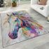 Abstract painting of a white horse area rugs carpet