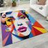 Abstract portrait geometric fusion of color and form area rugs carpet