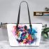 Abstract watercolor horse head leather tote bag