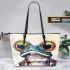 Acrylic painting of a funny frog wearing big glasses leaather tote bag