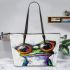 Acrylic painting of frog wearing glasses leaather tote bag