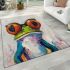 Acrylic painting of frog wearing glasses area rugs carpet