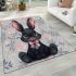 Adorable black rabbit with pink ears area rugs carpet