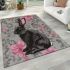 Adorable black rabbit with pink ears area rugs carpet