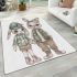 Adorable happy baby bunny couple in green area rugs carpet
