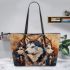 Alaska dogs with dream catcher leather tote bag