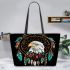 American eagle smile with dream catcher leather tote bag