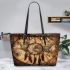 American old map and dream catcher leather tote bag