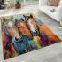 An acrylic painting of three horses close up area rugs carpet