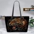 Angry leopard with dream catcher leather tote bag