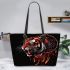 Angry tiger with dream catcher leather tote bag