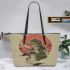 Anthropomorphic frog smoking leaather tote bag