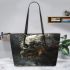 Awsome skull and dream cathcer leather tote bag