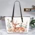 Baby animals in a floral style with a cute deer leather totee bag