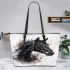 Beautiful black horse leather tote bag