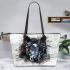 Beautiful black horse head leather tote bag