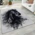 Beautiful black horse watercolor splashes area rugs carpet