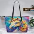 Beautiful colorful unicorn painting leather tote bag