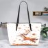 Beautiful deer autumn leaves flying leather totee bag