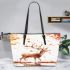 Beautiful deer autumn leaves flying leather totee bag