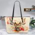 Beautiful deer head watercolor splatter leather totee bag