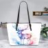 Beautiful deer in the style of watercolor leather totee bag