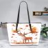 Beautiful deer with autumn leaves leather totee bag