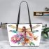 Beautiful dragonfly sitting on top of flowers leather Chic Stylish Tote Bag & Women Totes: Perfect Gift for Girlfriend | Crossbody, Purse, Handbag