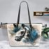 Beautiful dressage horse painted with pastel chalk leather tote bag
