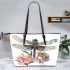 Beautiful elegant colorful dragonfly with pink peonies leather Chic Stylish Tote Bag & Women Totes: Perfect Gift for Girlfriend | Crossbody, Purse, Handbag