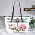 Beautiful elegant colorful dragonfly with pink peonies leather Chic Stylish Tote Bag & Women Totes: Perfect Gift for Girlfriend | Crossbody, Purse, Handbag