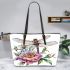 Beautiful elegant colorful dragonfly with pink peonies leather Chic Stylish Tote Bag & Women Totes: Perfect Gift for Girlfriend | Crossbody, Purse, Handbag