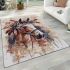 Beautiful elegant horse with indian feather headdress area rugs carpet