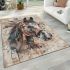 Beautiful elegant horse with indian feather headdress area rugs carpet