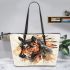 Beautiful elegant horse with native american feather headdress leather tote bag