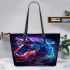 Beautiful horse with long hair leather tote bag