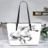 Beautiful lineart watercolor illustration of an elegant horse leather tote bag