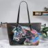 Beautiful oil pastel drawing of an elegant dressage horse leather tote bag