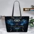 Beautiful owl with dreamcatcher feathers leather tote bag