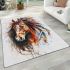 Beautiful painting of an indian horse with feathers area rugs carpet