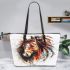 Beautiful painting of an indian horse with feathers leather tote bag