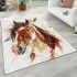 Beautiful painting of an indian horse with feathers area rugs carpet