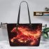 Beautiful red horse with long mane leather tote bag