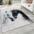 Beautiful watercolor and black and white horses area rugs carpet