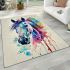 Beautiful watercolor colorful horse area rugs carpet