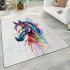 Beautiful watercolor colorful horse area rugs carpet