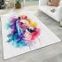 Beautiful watercolor colorful horse area rugs carpet