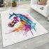 Beautiful watercolor colorful horse area rugs carpet