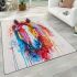 Beautiful watercolor painting of horse head area rugs carpet