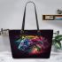 Beautiful watercolor painting of horse head leather tote bag